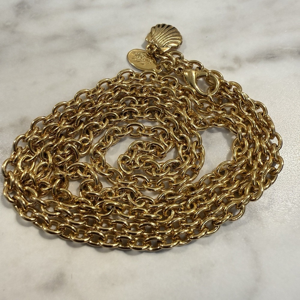Kirk's Folly Cable Chain Gold Tone Necklace 30" Shell Scallop Signed - Picture 2 of 4
